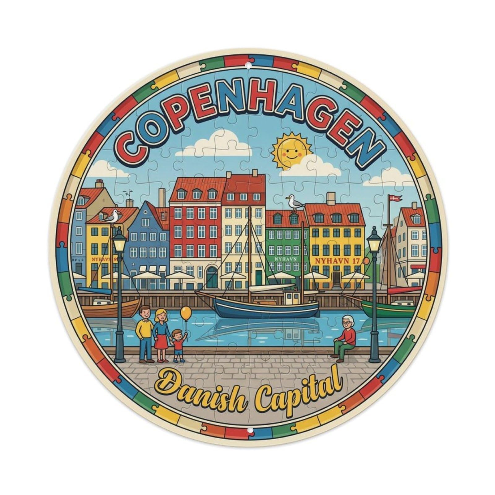 Vintage Travel Copenhagen Denmark Piece Metal Tin Sign