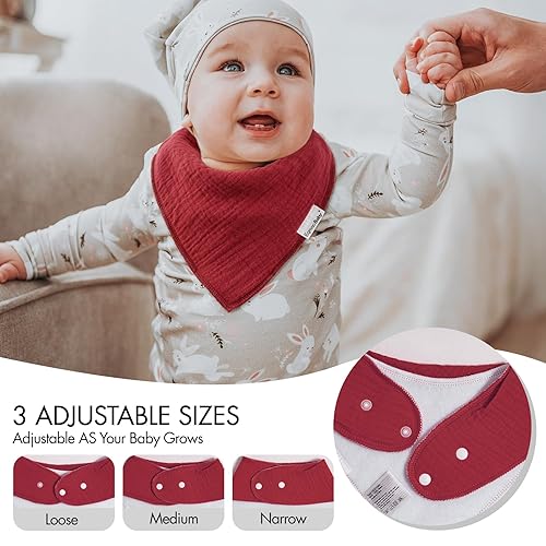 Miniatura 38 de Baberos tipo bandana para bebés para niños y niñas, súper suaves, unisex, paquete de 12 baberos de algodón orgánico absorbentes para dentición y