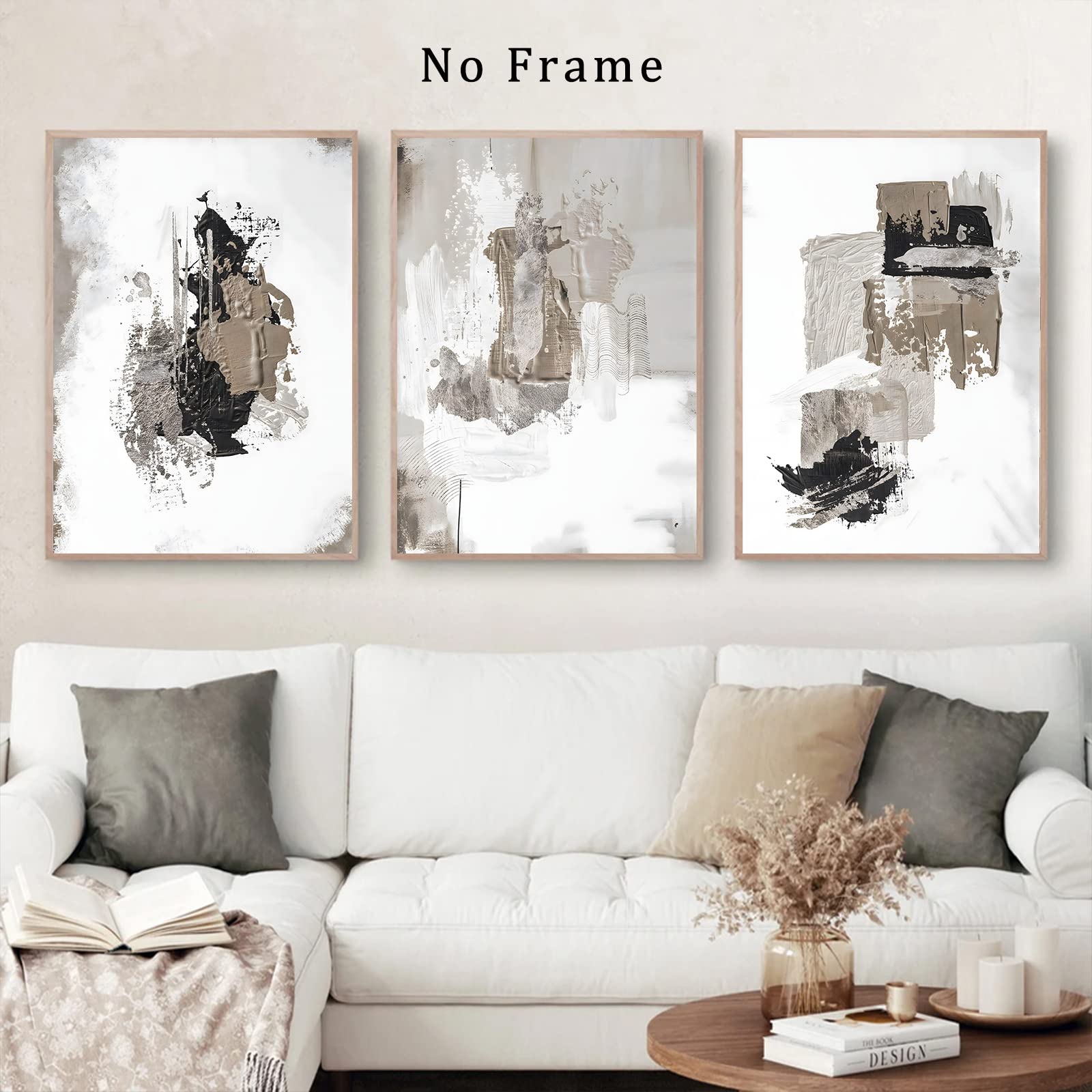 Amazon.co.jp: ベージュとグレーの抽象ウォールアート ニュートラル