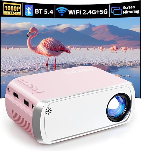 Proyector portátil, proyector para exteriores, mini proyector de video estético LED para películas portátiles al aire libre compatible con HDMI,