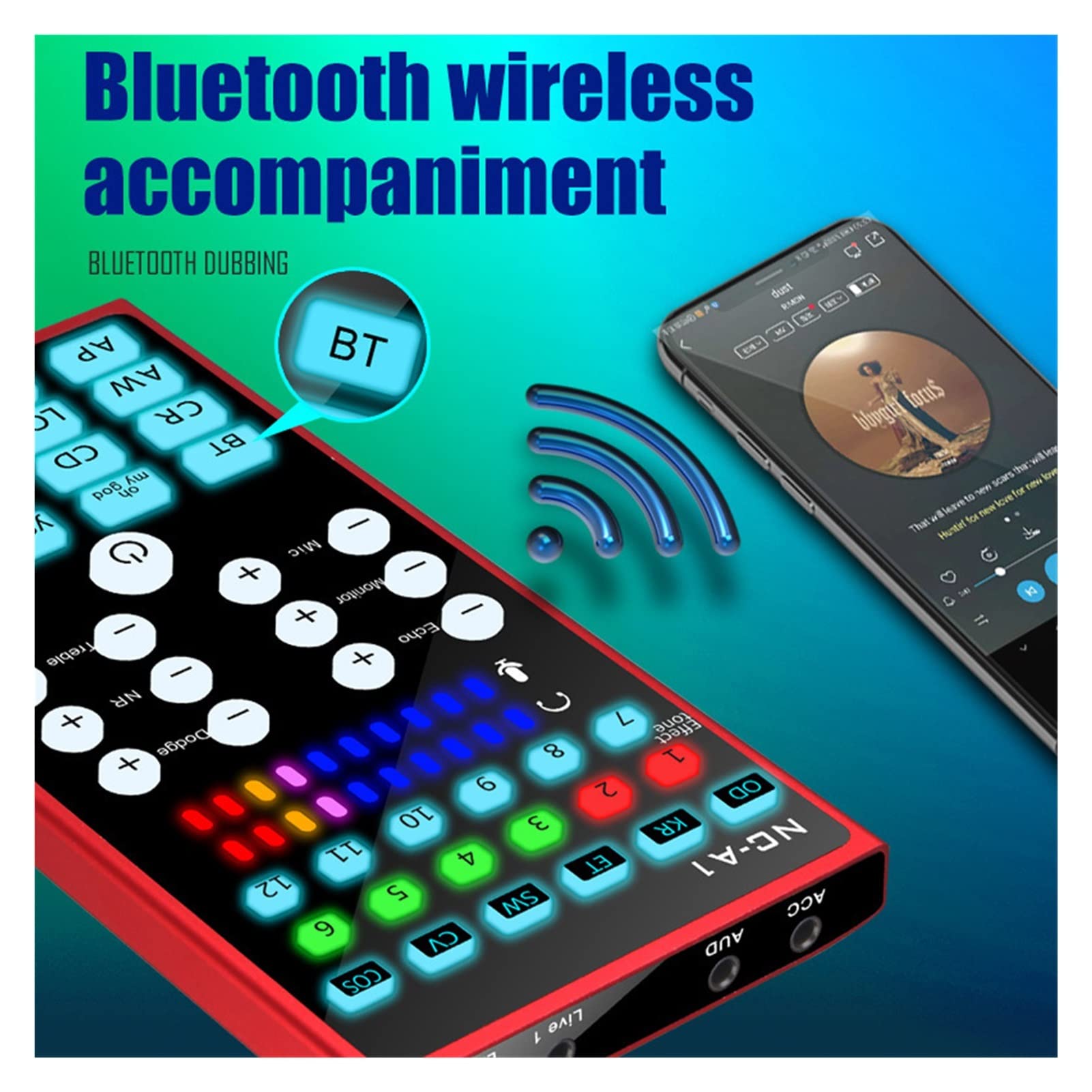 Mixer di schede audio Bluetooth portatile Microfono karaoke for telefono PC Cambiatore vocale dell'audio di registrazione dello streaming del computer