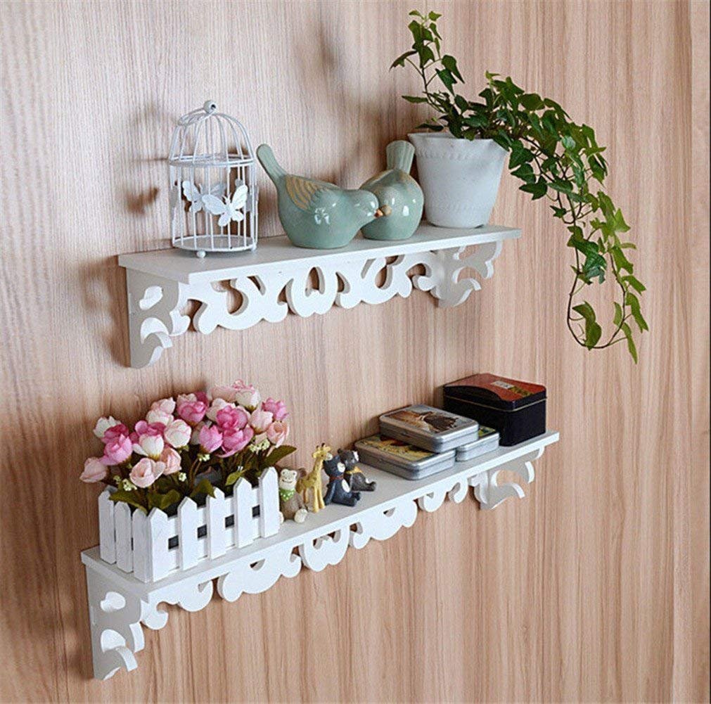 Yosoo Landhaus Holz Weiß Wandboard Wandregal Hängeregal Dekoregal Regal Retro Design mit Schraube (S+L)