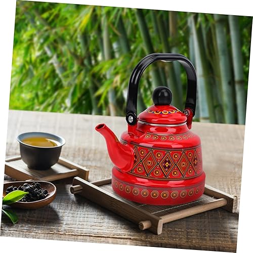 Miniatura 3 de Alipis Infusor de ollas estilo rústico con silbato floral fundido para el hogar estufa clásica retro para campamento estilo hirviendo para té