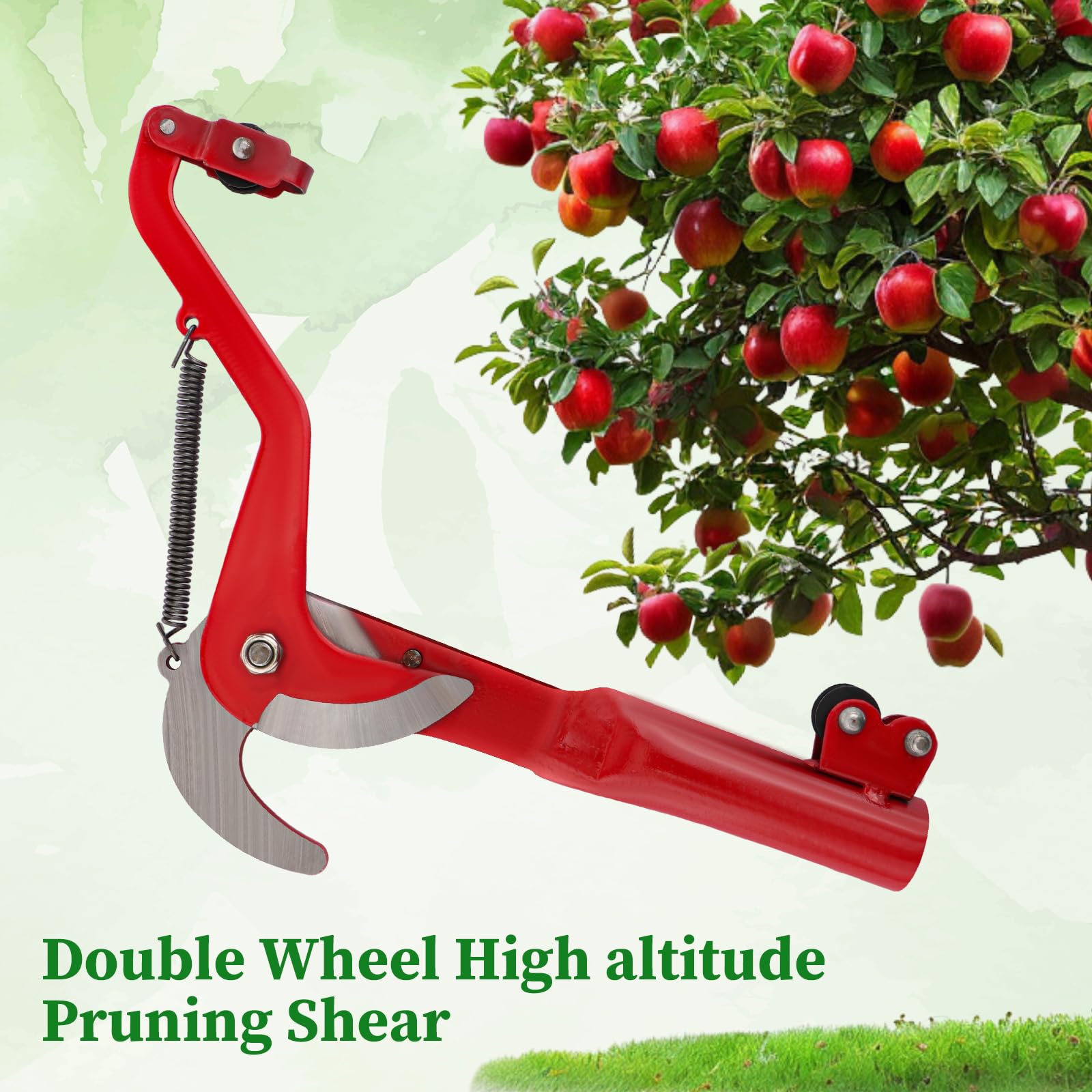 High Altitude Pruning Shear Tree Branch Scissors Pulley Design Tree Trimmer with Rope Fruit Tree Pruning Cutter for Cutting Branches, Red