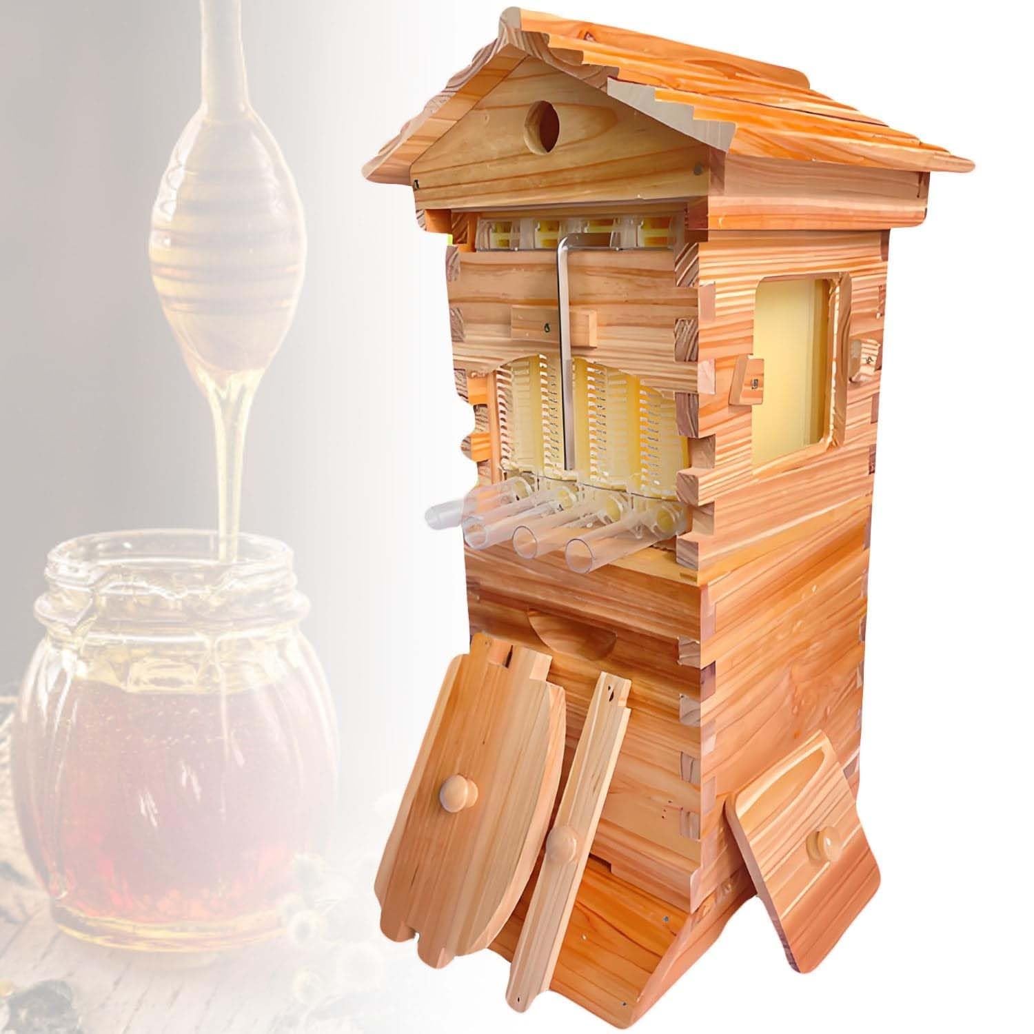 Kit completo de inicio de colmena con ventana de visualización y boquilla de miel, apicultura fácil para principiantes