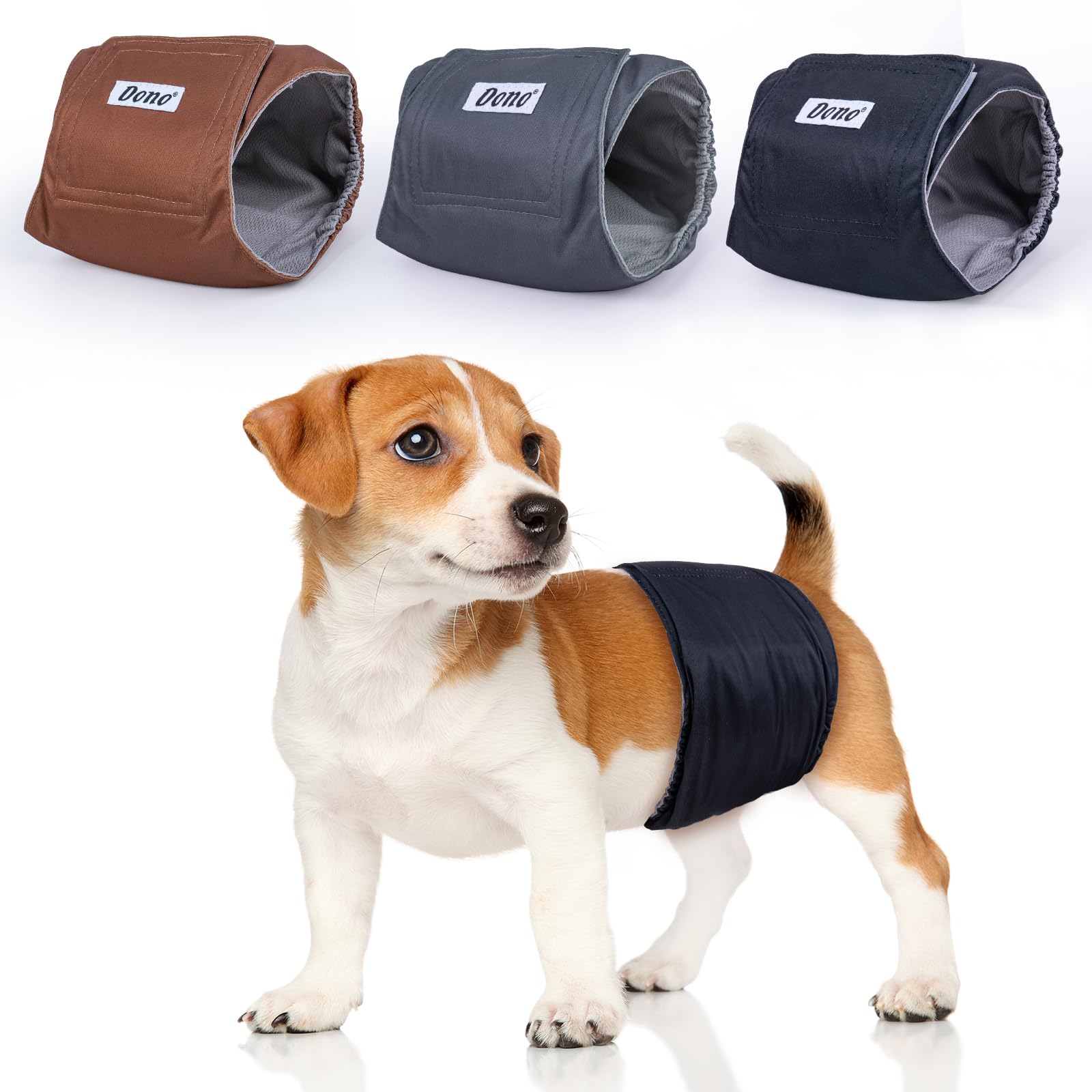 Dono Reusable Male Dog Belly Bands-Dog Nappies for Dogs in Heat,Dog Diapers for Incontinence,Surgery,Traveling,3pcs