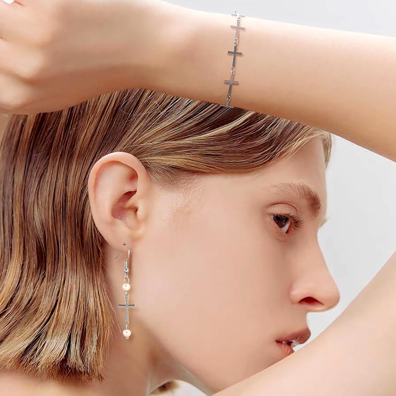 FASHEWELRY 50Pcs Stainless Steel Cross Pendant Links 17x9.5mm Small Cross Easter Charms Metal Halloween Crucifix Charm Connectors for Rosary Prayer Jewelry Making Hole: 1.2mm - Image 7