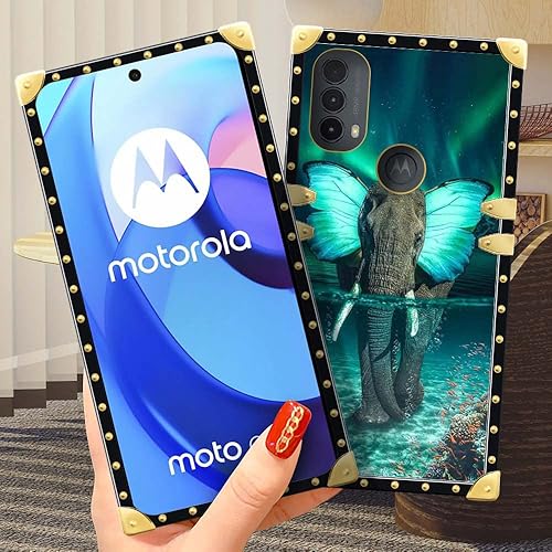 Miniatura 4 de DAIZAG Funda para Moto E20, diseño de elefante de oreja, mariposa, lujo, elegante, decoración dorada, suave, antiarañazos, para niña y mujer, funda