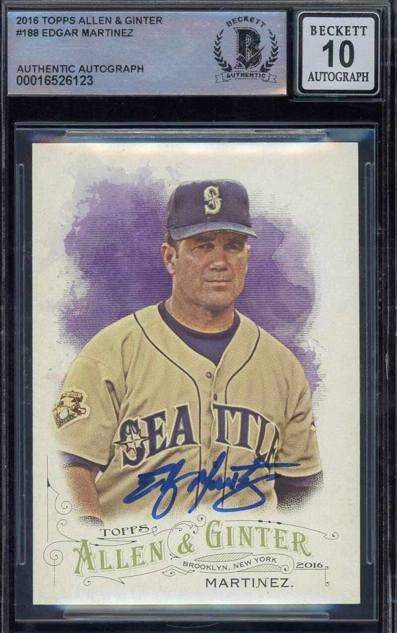 Edgar Martinez Gem Mint 10 Beckett BAS Signed 2016 Topps Allen and Ginter Auto - Baseball Slabbed Autographed Cards