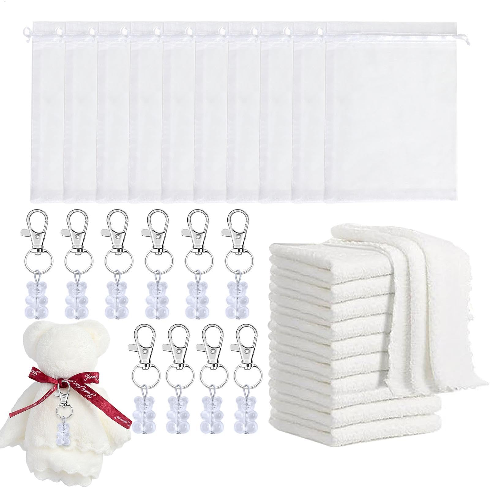 Toallas de oso para recuerdos de baby shower y San Valentín con bolsa, 10 uds