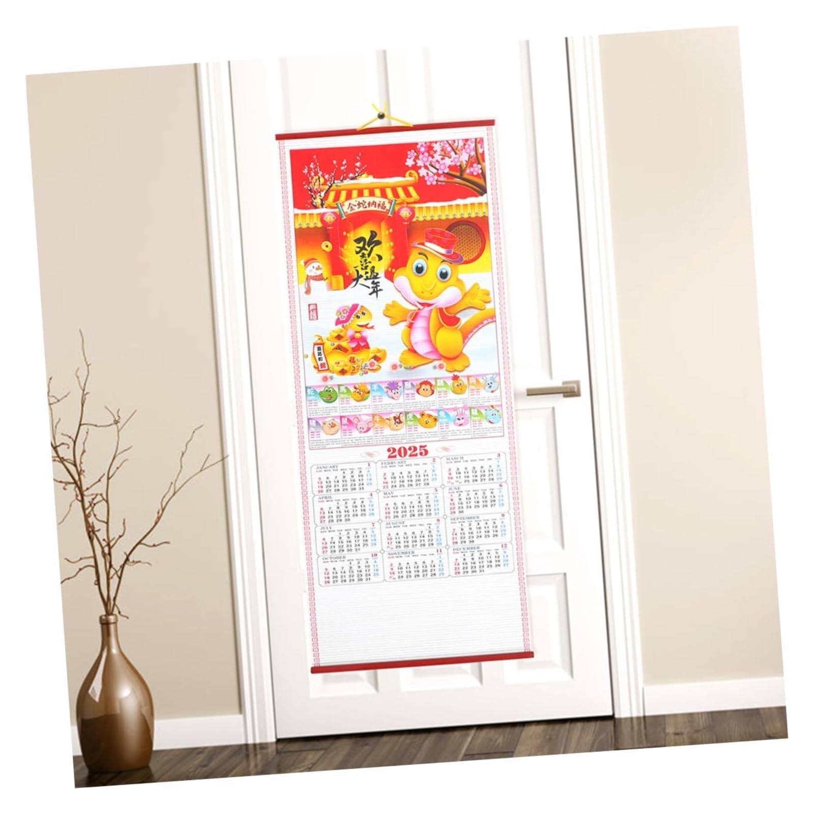Tischkalender, Tischkalender 2025, Jahr der Schlange, Hängekalender, Adventskalender, Kühlschrankkalender, Kühlschrankkalender, Weiß