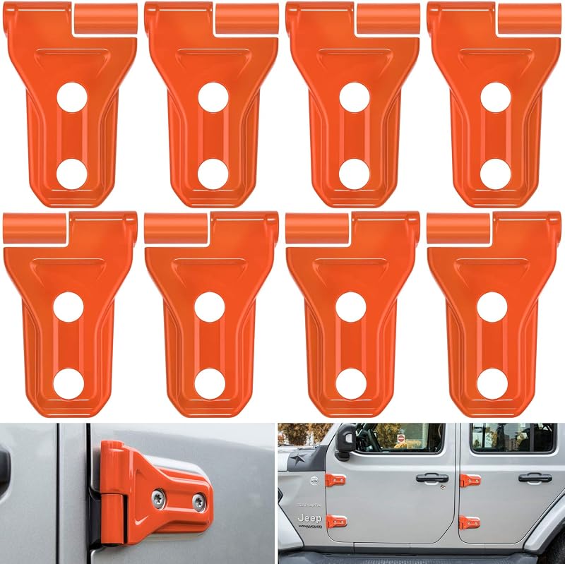 Acabamento Capa da Dobradiça da Porta Jeep Wrangler JL JLU e Gladiator JT Laranja – 8 peças