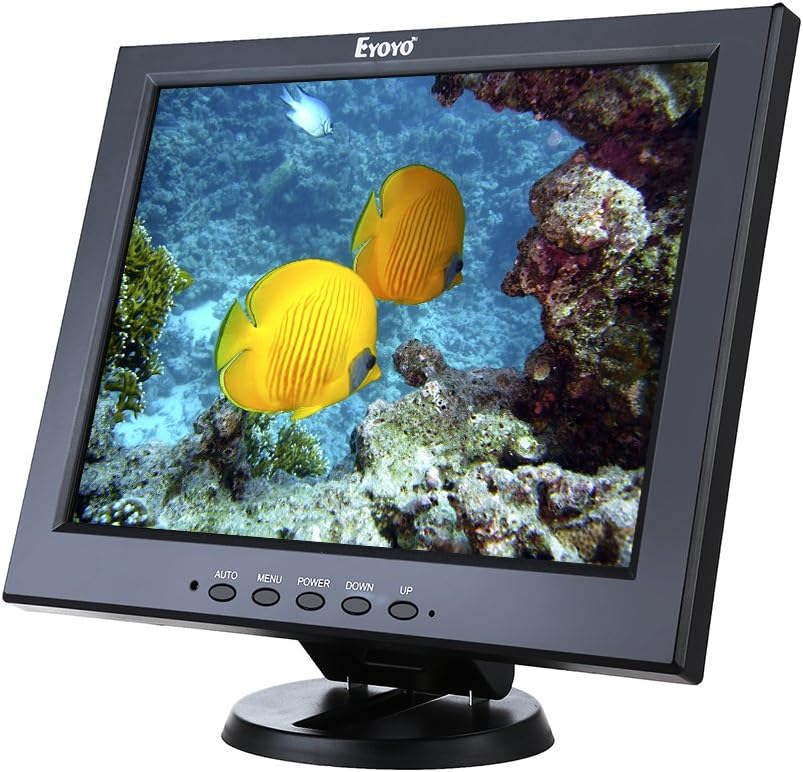 Eyoyo 12 Inch Color Security CCTV Monitor 800X600 4:3 Video and Audio TFT LCD Display Screen AV/VGA/HDMI/BNC MIC USB Input (12'' 800x600 LCD)