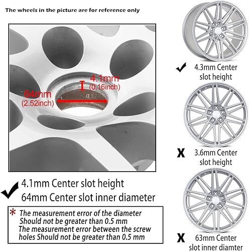 Miniatura 5 de Rheedal 4 tapas centrales de rueda de 2.72 pulgadas para llantas de BMW Series 1 3 5 6 7 X Z, plateadas, 2.72 pulgadas, interior de 2.52 pulgadas
