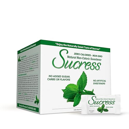 Andrew Lessman Sucress - Edulcorante de stevia 100 paquetes Edulcorante natural de hojas de stevia sin calorías, cero calorías, sin OMG, sin azúcar