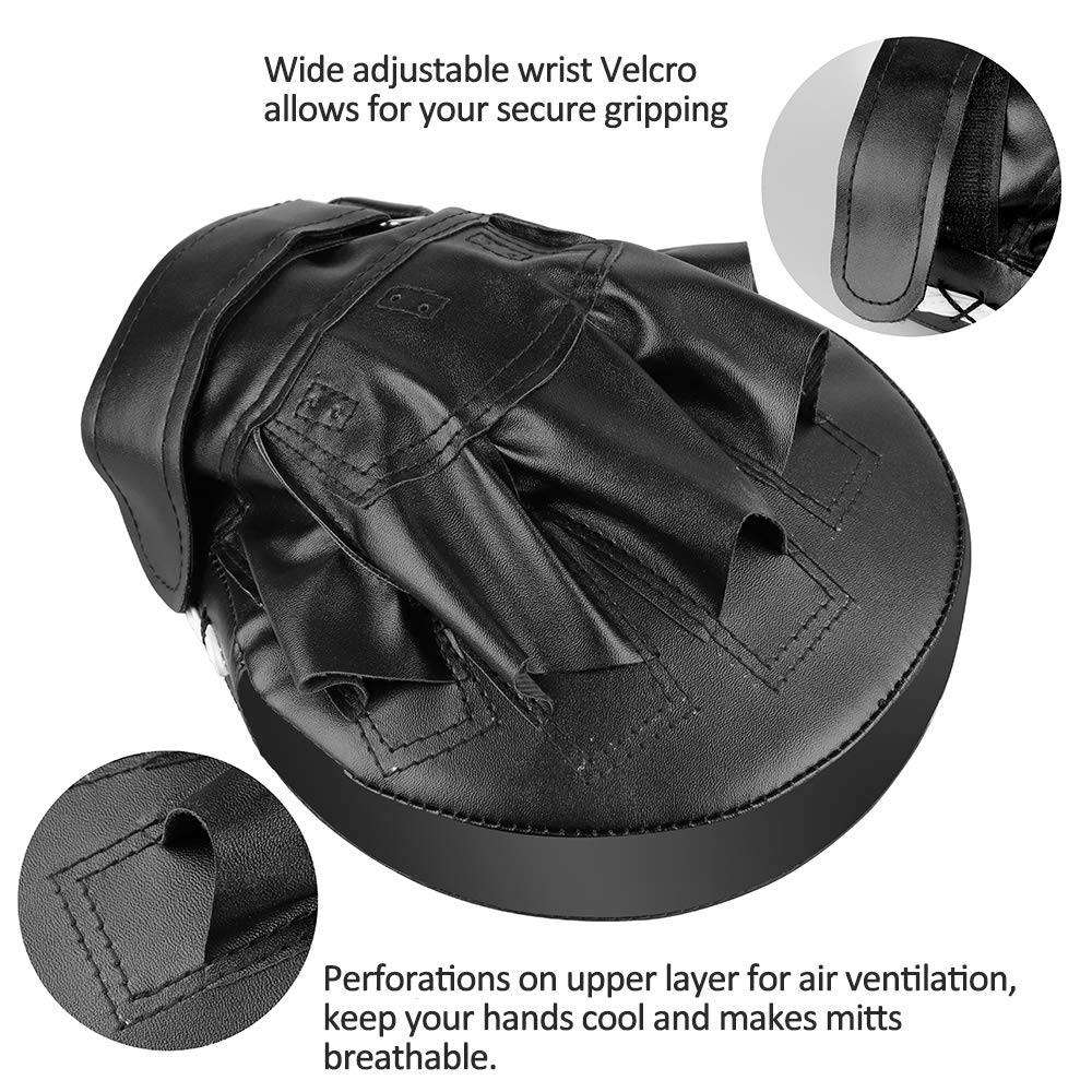 GROOFOO 1 Paio Colpitori Boxe Scudo Sciopero Pastiglie Pelle Focus Pads per l'addestramento di Kickboxing Muay Thai Boxe MMA Taekwondo