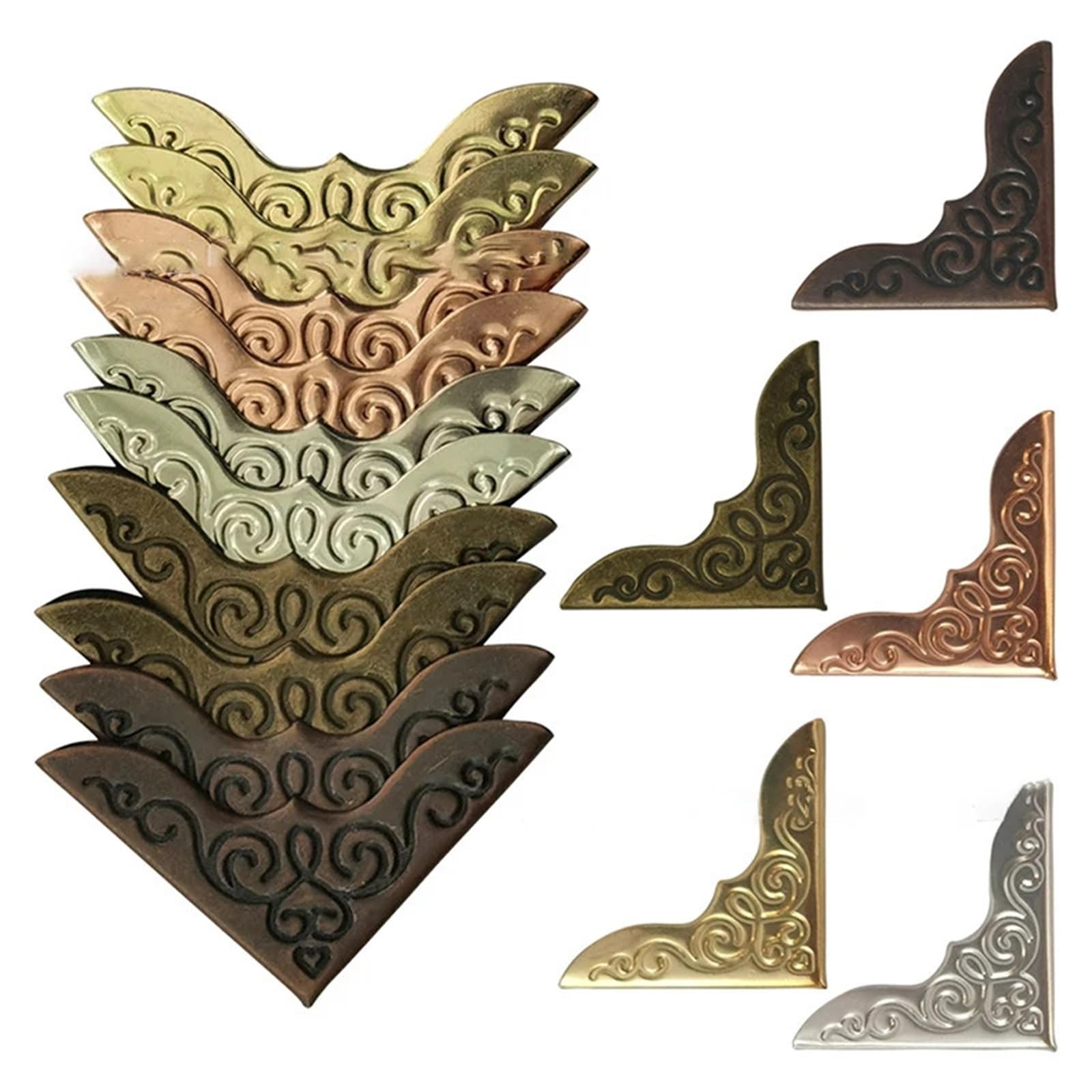 Narożniki do albumów na zdjęcia, ochraniacze rogi książek Metalowy wielokolorowy zestaw 20 sztuk 23,0 mm albumu scrapbookingu(Color 04)