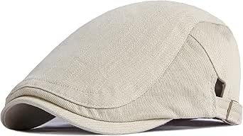 XYIYI Beige Cotton Newsboy Cap – Men's Flat Ivy Gatsby Driving Hat, One Size Fits Most