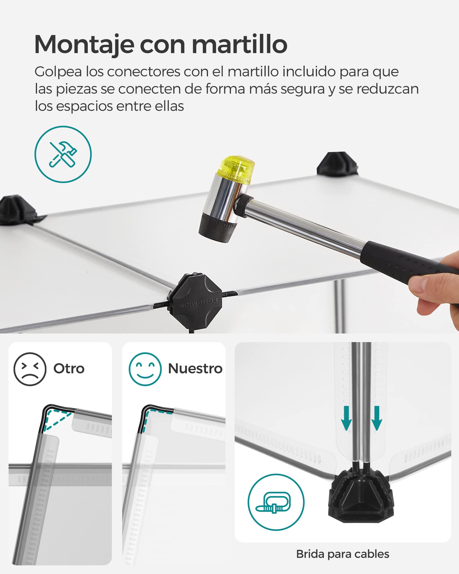 SONGMICS Valla para Mascotas, Parque para Cobayas con Suelo, Recinto Interior de Plástico Transparente para Hámsters, Conejos, Erizos, para Animales Pequeños, 143 x 73 x 46 cm, Blanco LPC02W