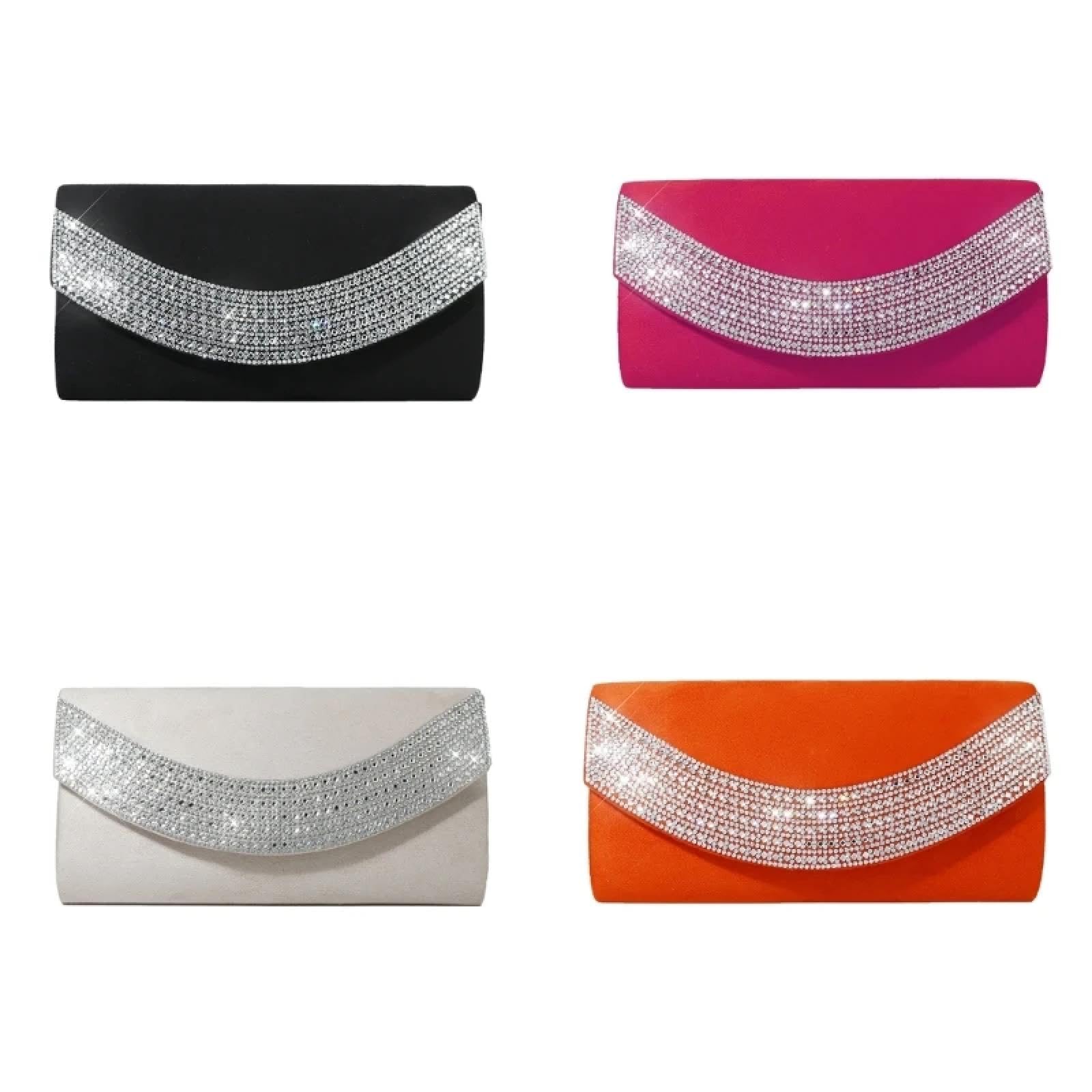 Pochette Donna Elegante Borsa da Sera in Velluto Glitterato da Donna Borsa da Ballo Borsa A Mano Borsa A Tracolla con Catena da Sposa