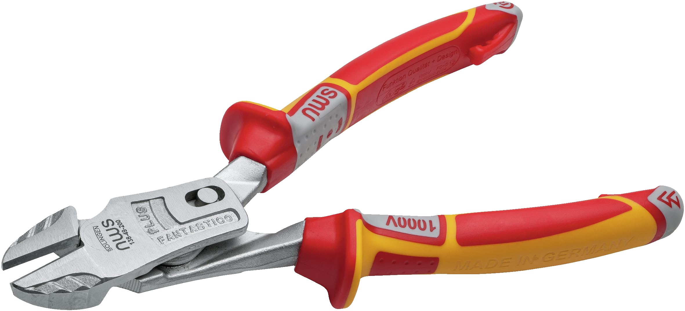 NWS FantasticoPlus VDE Hebel-Kraft-Seitenschneider 200 mm, induktiv gehärtete Schneiden, ergonomischer SoftGripp-Griff, Chrom-Vanadium Stahl, VDE-Zulassung nach DIN EN/IEC 60900