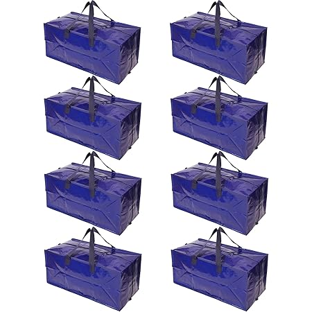 90L Extra Large Moving Bags - Heavy Duty Storage Totes w/Strong Handles & Backpack Straps, Moving Boxes for Space Saving, Waterproof Packing Bags for Moving,Camping, Reusable Moving Supplies, 8 Pack