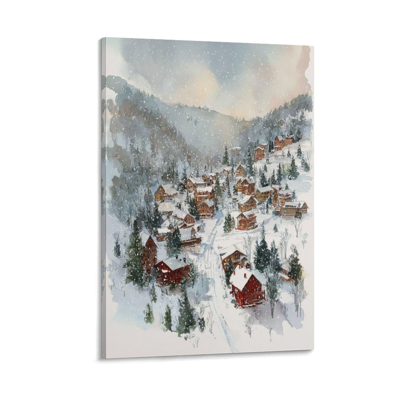 Xwymxz Frame-Style Steamboat Springs Winter Tree 20X30inch(50X75cm) Vintage Travel Poster Watercolor Canvas Art