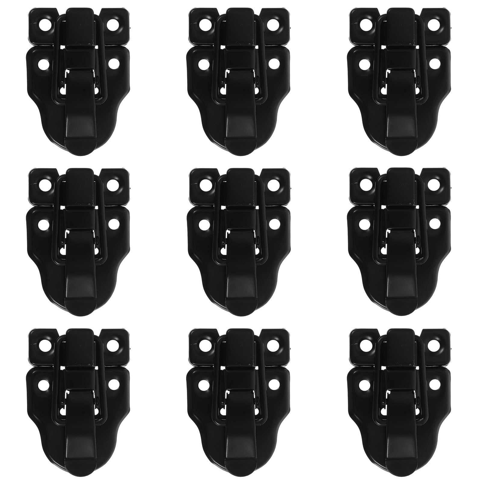 9-Pack Duckbilled Toggle Hasp Latch, Black Decorative Box with Lock for Wooden Case, Jewelry, Toolbox