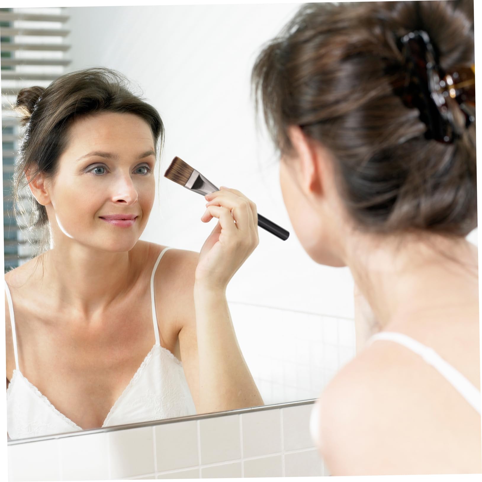Beavorty 5piezas Brocha De Maquillaje Multifuncional Cabeza Plana Para Base y Polvo Herramienta De Cosméticos Para Difuminar y Aplicar Maquillaje Sin Desperdicio