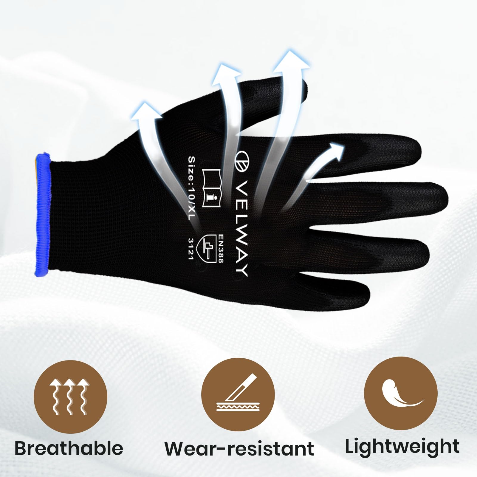 Gel Igienizzante Mani Guanti Da Lavoro PU - 12 Paia Taglia 7-10, Antiscivolo E Resistenti, Per Montaggio E Protezione Mani Attrezzi Da Lavoro - Foto 4