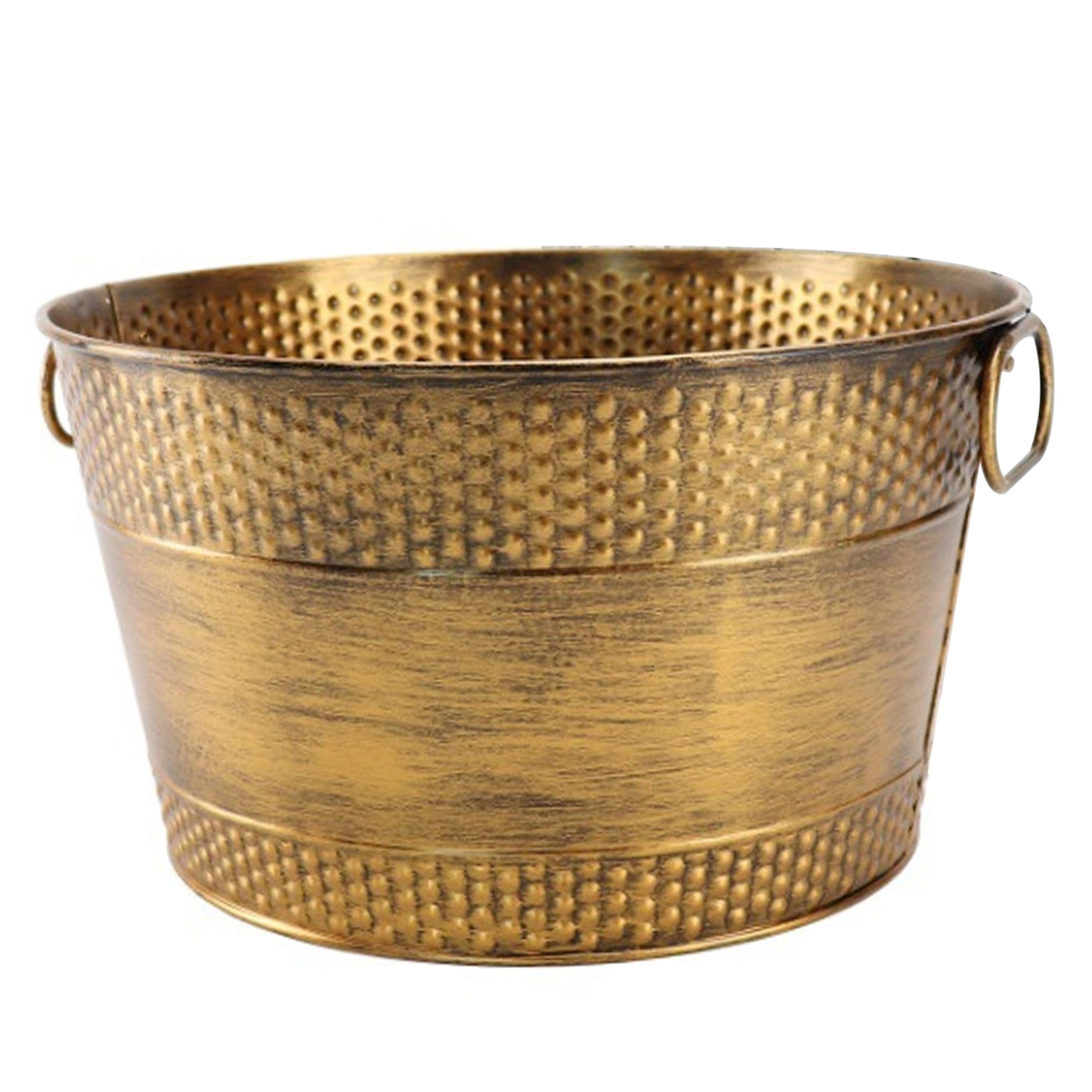 Gemuseeee 8L Thick Galvanised Rust-Resistant Beverage Tub Drink Bucket with Dual Handles for Indoor & Outdoor Party - Bronze