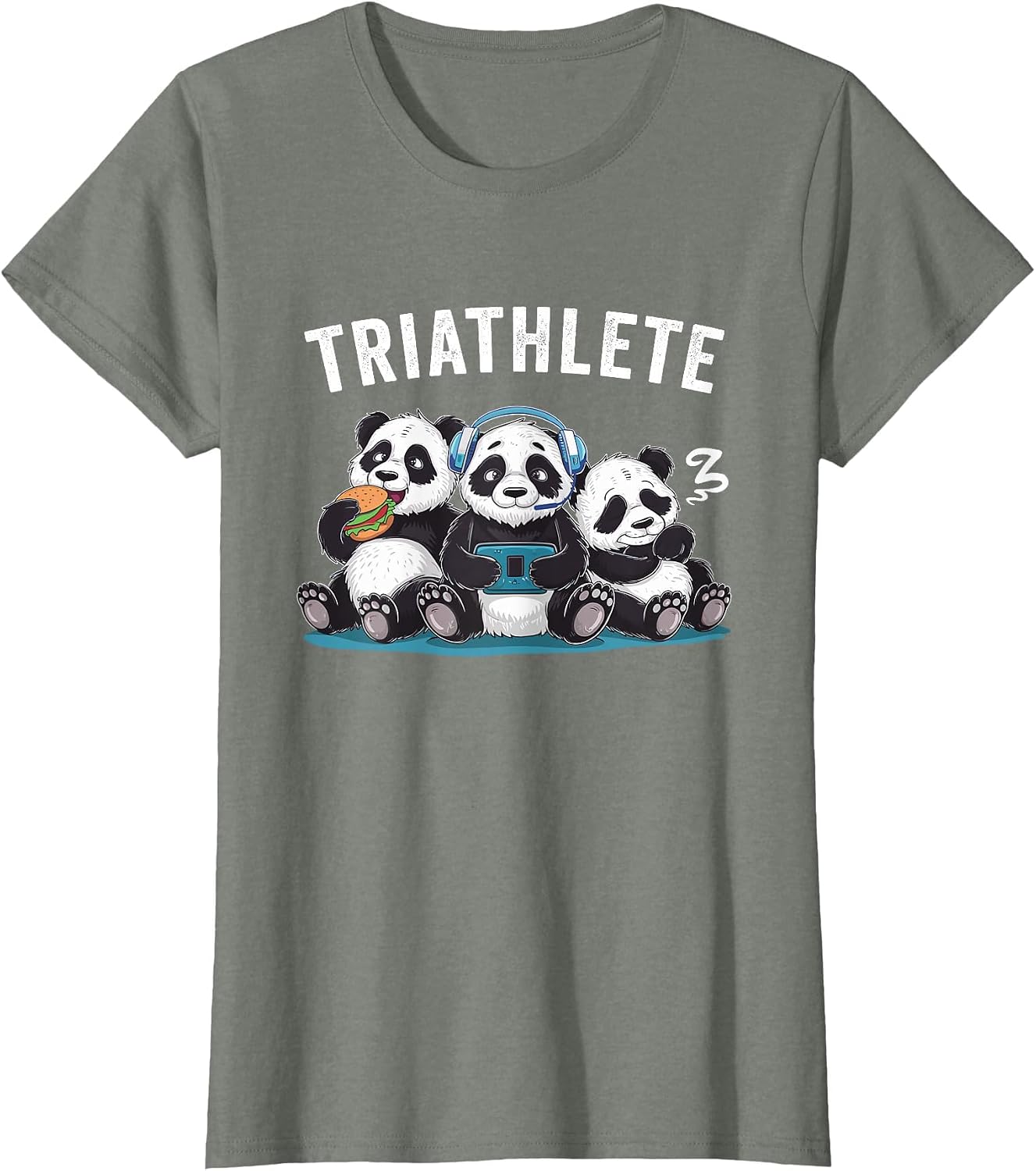 Triathlete Panda Headset Console Nerd Gaming Gadget Gamer T-Shirt image 5