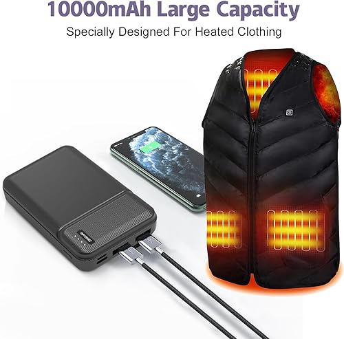 Miniatura 4 de UMEIDEA Paquete de batería de 5 V2a 10000 mAh para chaleco calefactado, chaqueta calentada, banco de energía USB para chalecos de calefacción