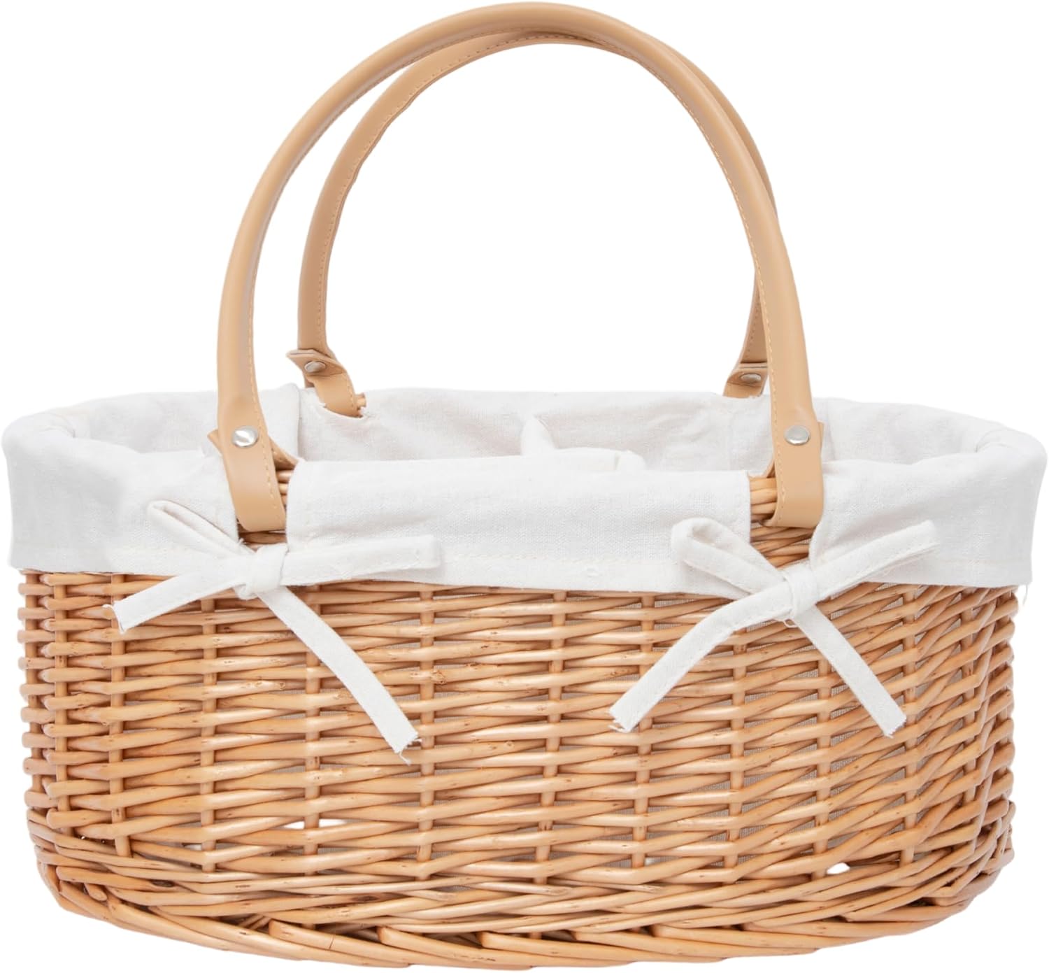 Organizador de pañales de mimbre tejido a mano, 15.75 x 10.63 x 6.69 pulgadas, bolsa de pañales multifuncional para bebé para guardería y