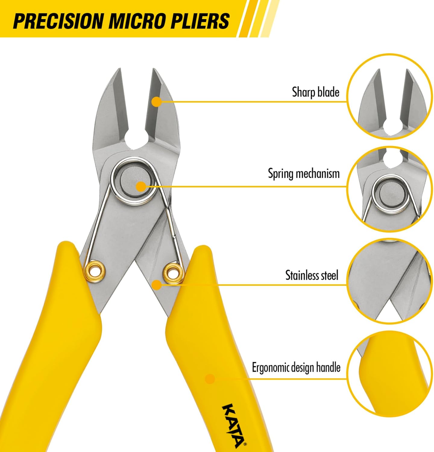 KATA 2Pack Micro Wire Cutters For Electronics Flush cutters, 6 Inch Precision Micro Cutters for Cut Precision Electronics, Jewelry, Soft Copper Wire, Cables