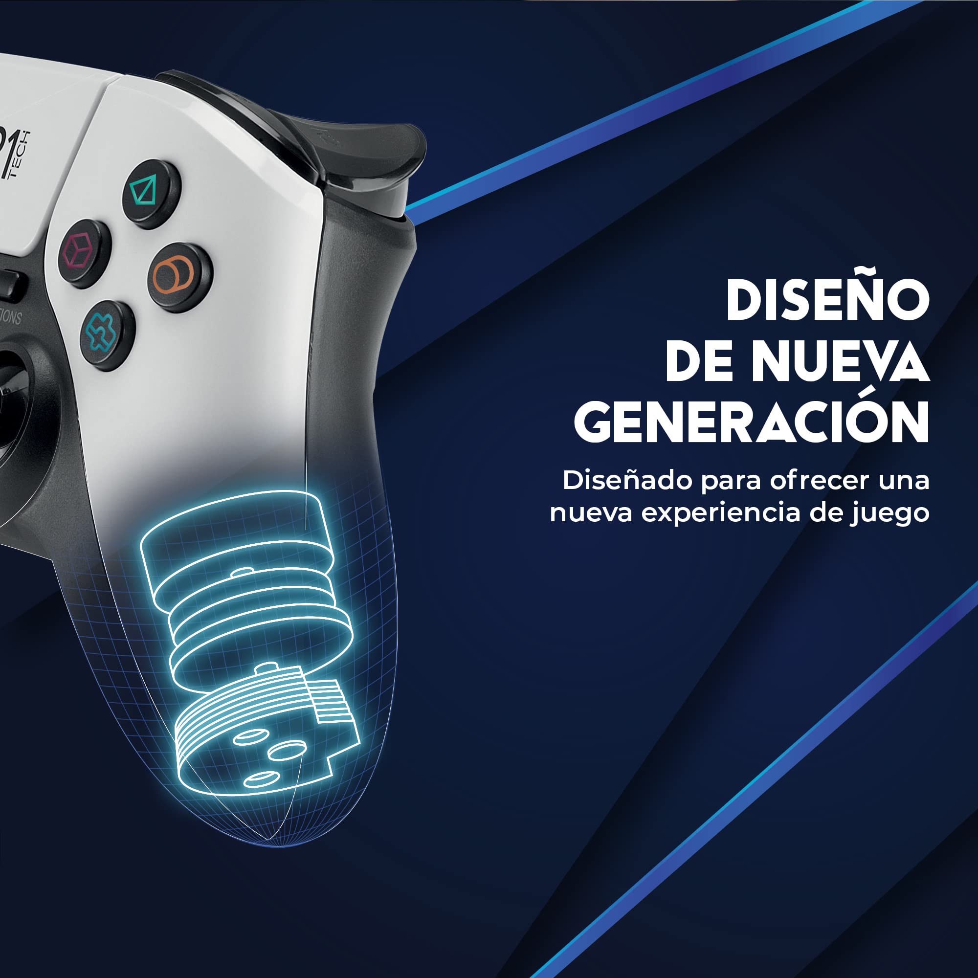 DR1TECH ShockPad II Mando Para PS4 / PS3 Inalambrico - Gaming Controller DESIGN NEXT-GEN Compatible con PC y IOS - Touch Pad Capacitivo y Doble Vibración (Azul)
