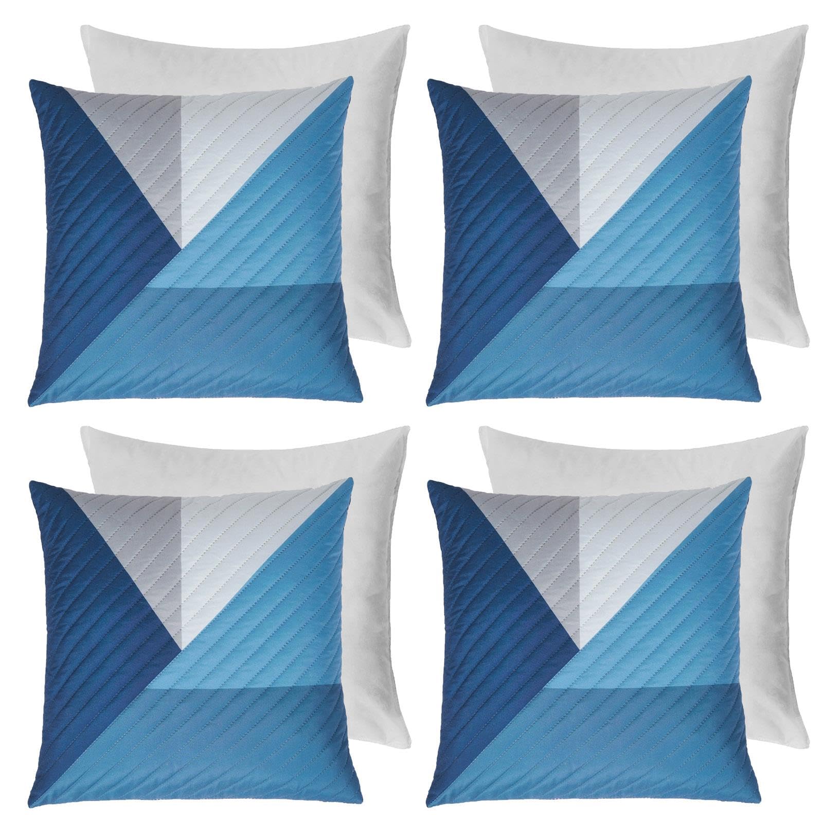 Ohs Navy Pinsonic Cushions With Covers 45 X 45, Abstract Square Throw Pillows Decorative Super Soft Scatter Cushions For Living Room Bedroom - Set Of 4,