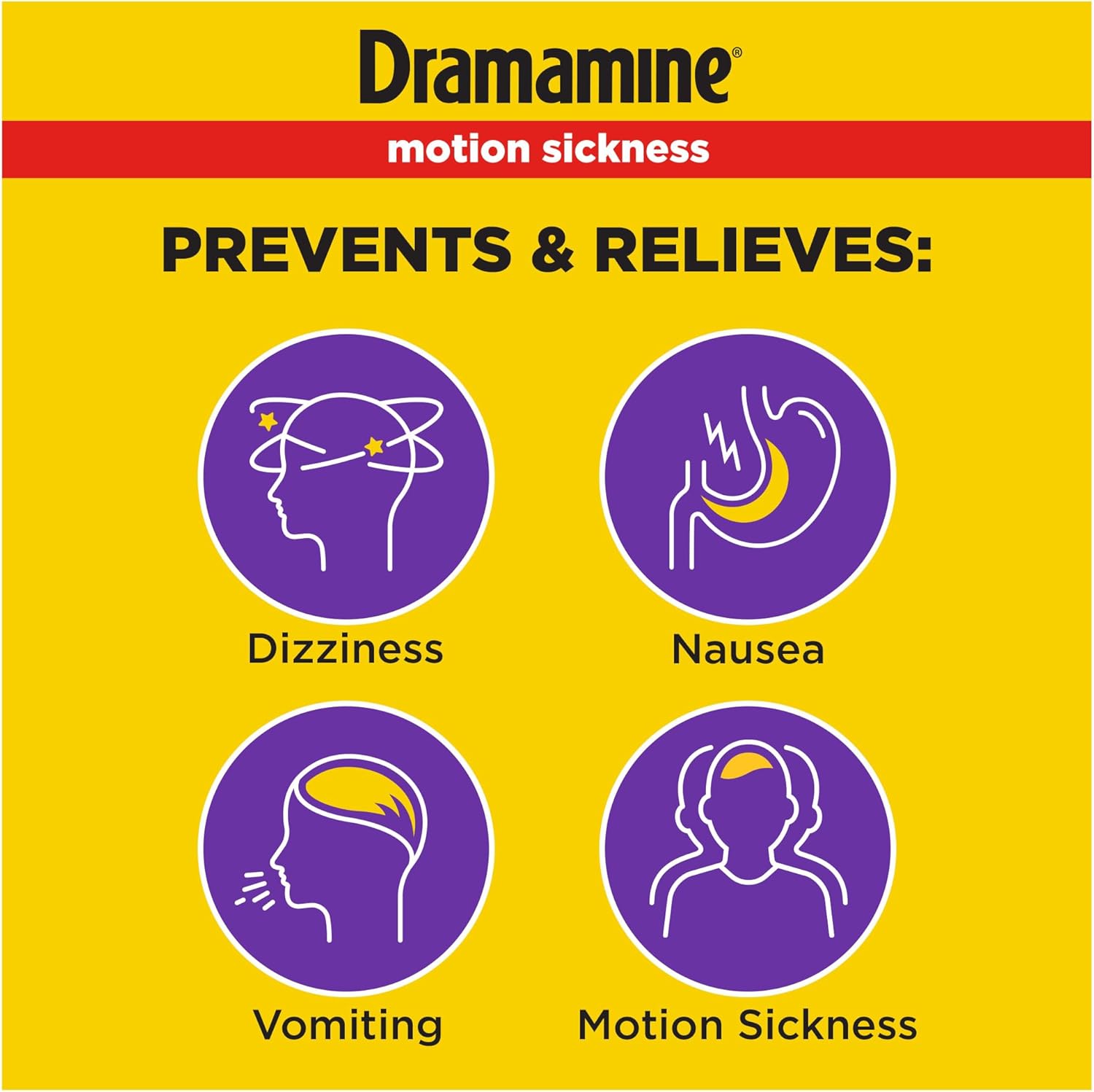 Dramamine Motion Sickness Less Drowsy, for Nausea Relief During Travel, 48 Count