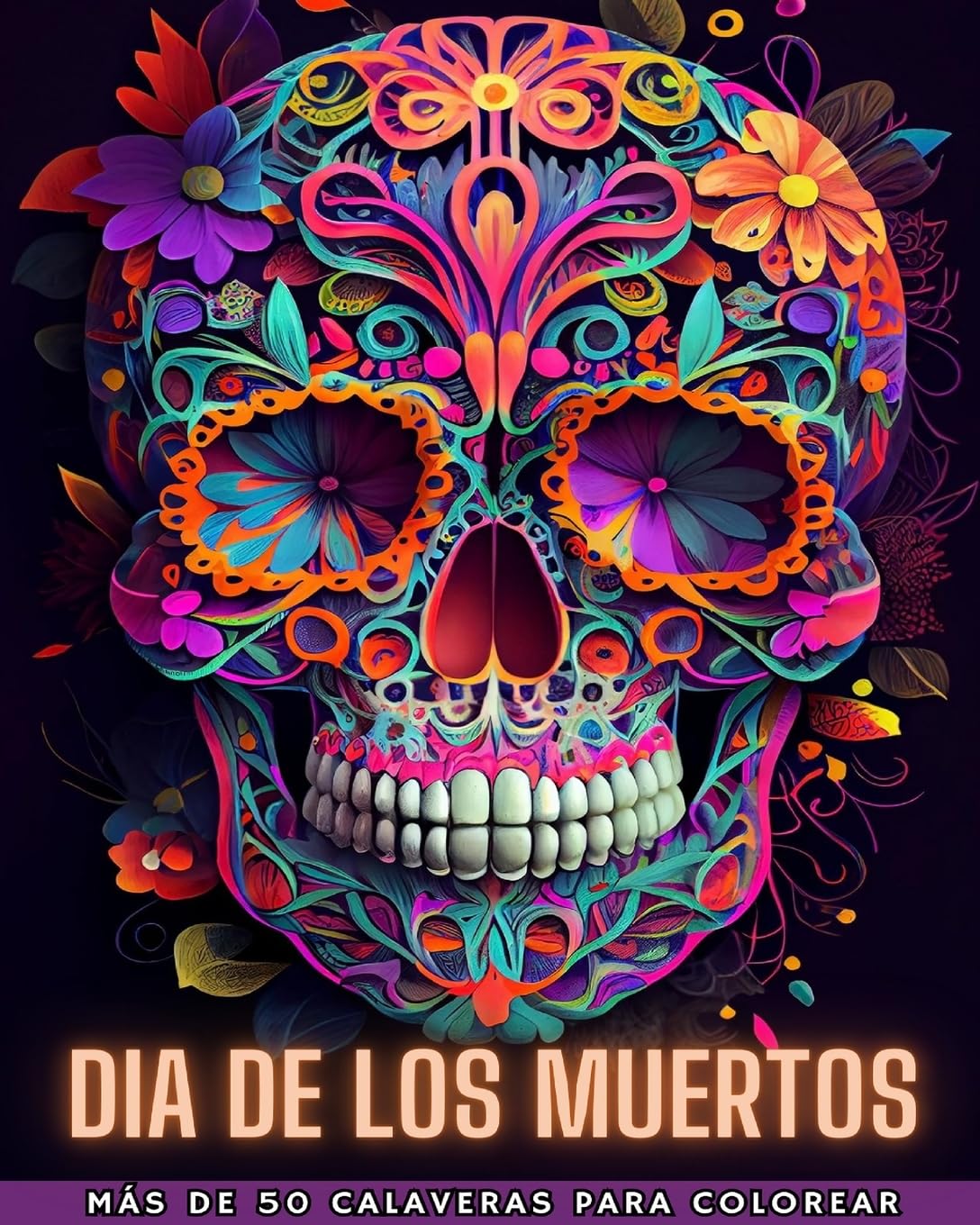 DIA DE LOS MUERTOS: Dia de los Muertos- Más de 40 Calaveras para colorear: Diseños para Antiestrés y Relajación. Páginas de una sola cara