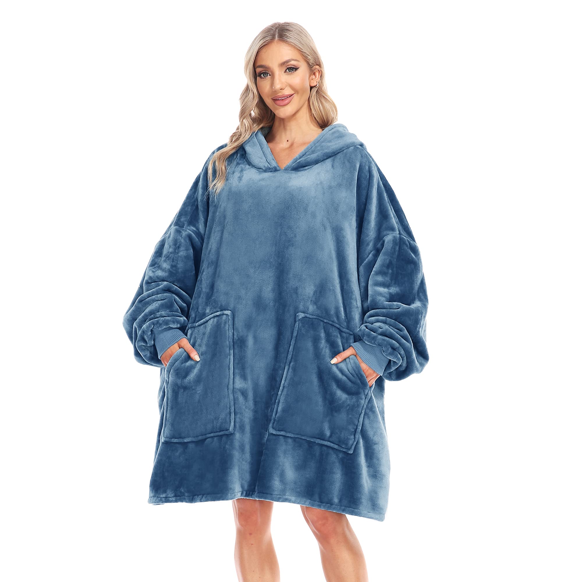 Kipswiza Blanket Hoodie - Wearable Blankets Oversized Cozy Flannel Sweatshirt Blanket as Gifts for Adult Women Men