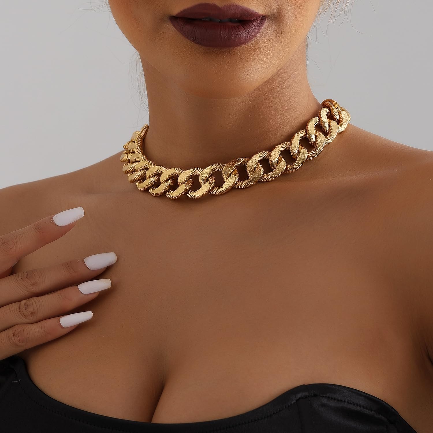 CLOACE Chunky Choker Necklace Gold Cuban Necklaces Punk Thick Link Chain Jewelry for Women - Image 8