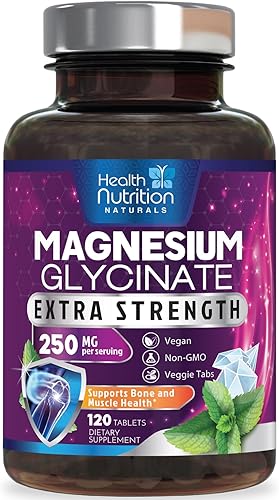 Glicinato de magnesio extra fuerte 425 mg - Quelatado de alta absorción con calcio para apoyo a la salud ósea y cardíaca, soporte de calambres