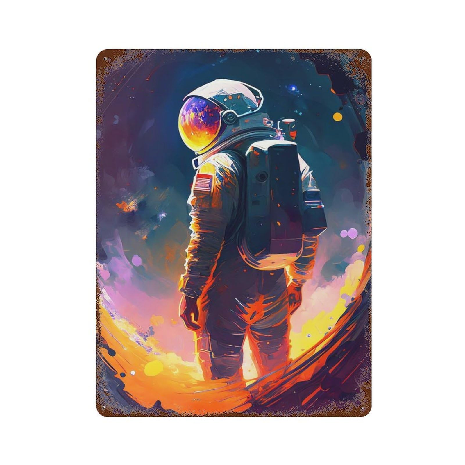 Astronaut Vintage Metal Tin Sign 15.7"x11.8", Ideal for Patio, Garden Room And Bar Decor