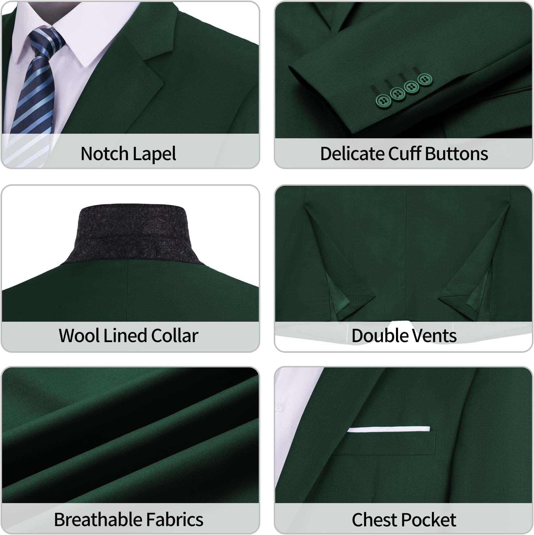 Blazer Homme Slim Fit 2 Boutons Chic et Élégant Veste de Costume Décontracté Légère pour Business et Mariage à Revers Étagés