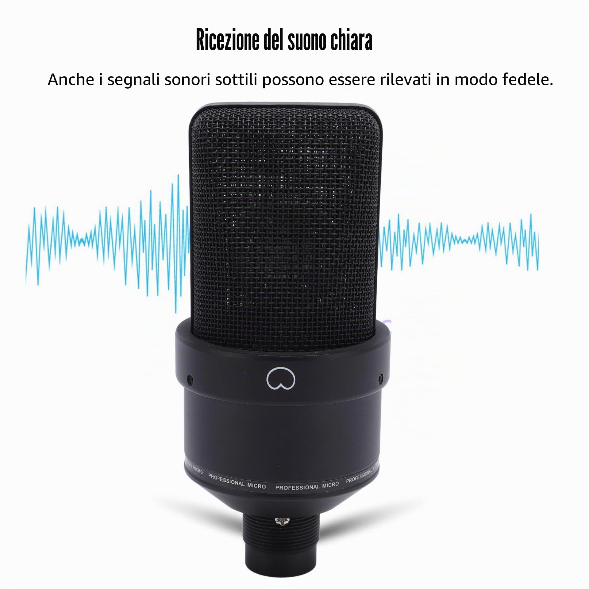 Microfono a condensatore XLR da 26 mm, a grande membrana, con supporto antiurto, uscita XLR e filtro pop per streaming, registrazioni, giochi, produzione musicale