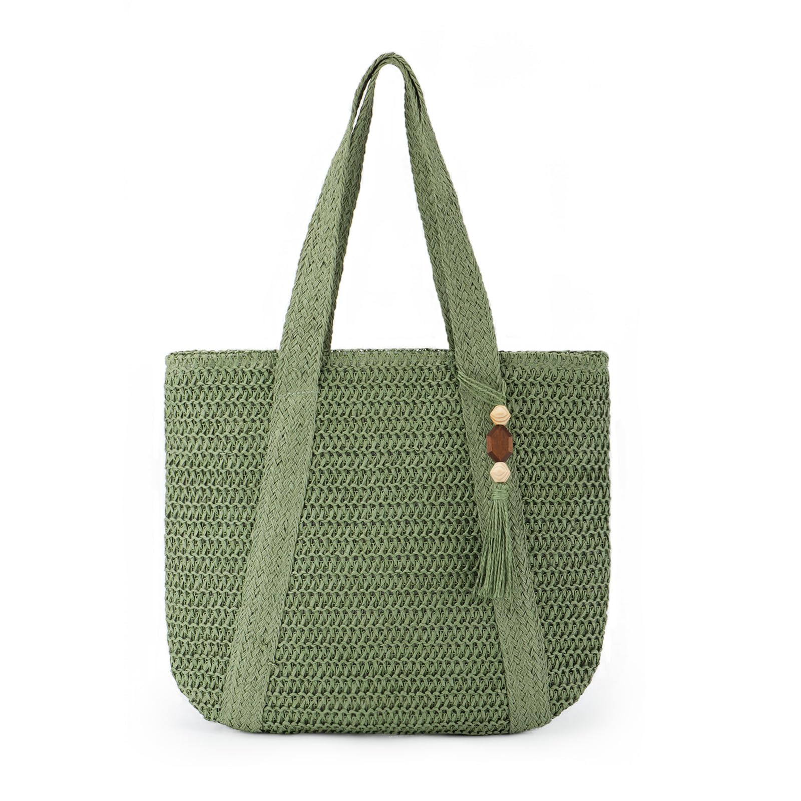 LUI SUIBolso tejido de paja en verano bolsa de playa de paja borla bolso de paja grande