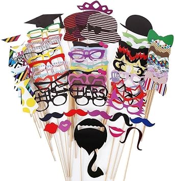 76pcs Photo Booth Props for Party   Selfie Props for Wedding, Hen Do, Baby Shower, Birthday   Fun Photobooth Party Props for Kids & Adults   Photo Booth Props Wedding, Photo Props Set