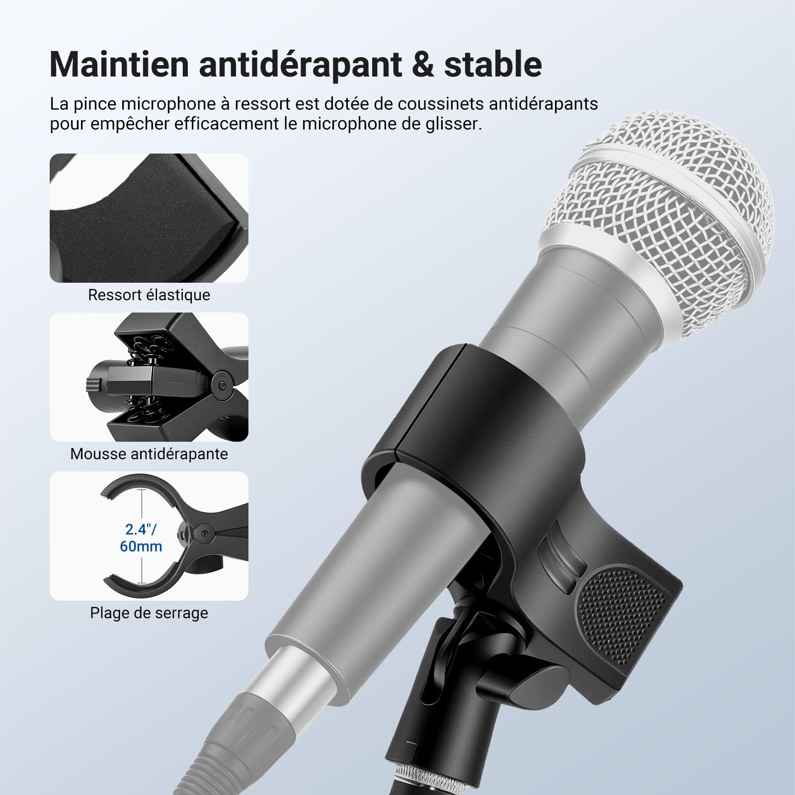 NEEWER Support microphone de table avec bras flexible, support micro de bureau réglable avec clip et adaptateur 1/4" à 5/8" compatible avec Shure Razer Seiren Mini Audio Technica AT2020, MS042