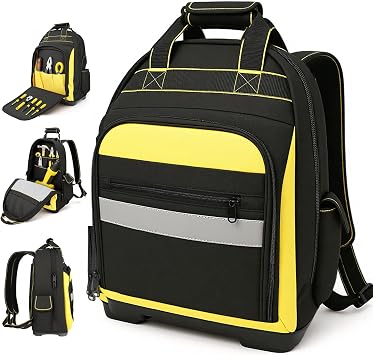 43 x 35 x 20 cm Tool Backpack, Heavy Duty Tool Backpack with Waterproof Molded Base, Easy to Carry Backpack/Handbags Tool Backpacks Suitable for Electrician, Plumber, Maintenance Worker