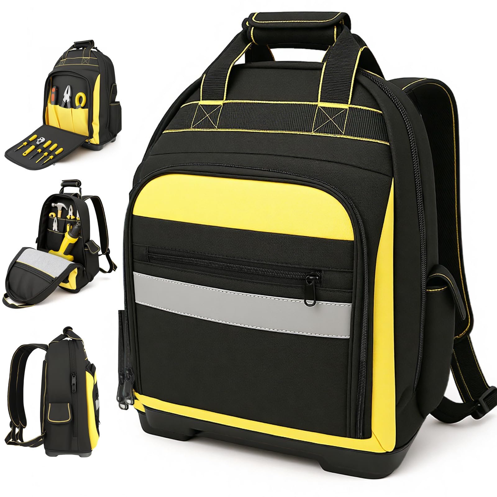 43 x 35 x 20 cm Tool Backpack, Heavy Duty Tool Backpack with Waterproof Molded Base, Easy to Carry (Backpack/Handbags) Tool Backpacks Suitable for Electrician, Plumber, Maintenance Worker